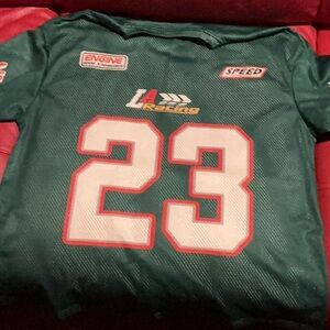 SHEIN Teal Racing Jersey with White '23' and Red Trim